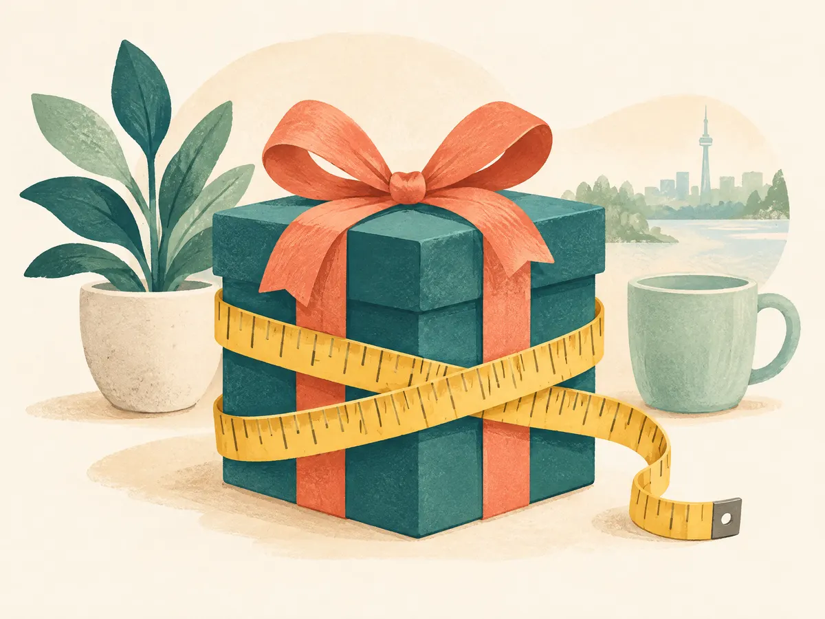 Illustration: a measuring tape wrapped around a gift box.