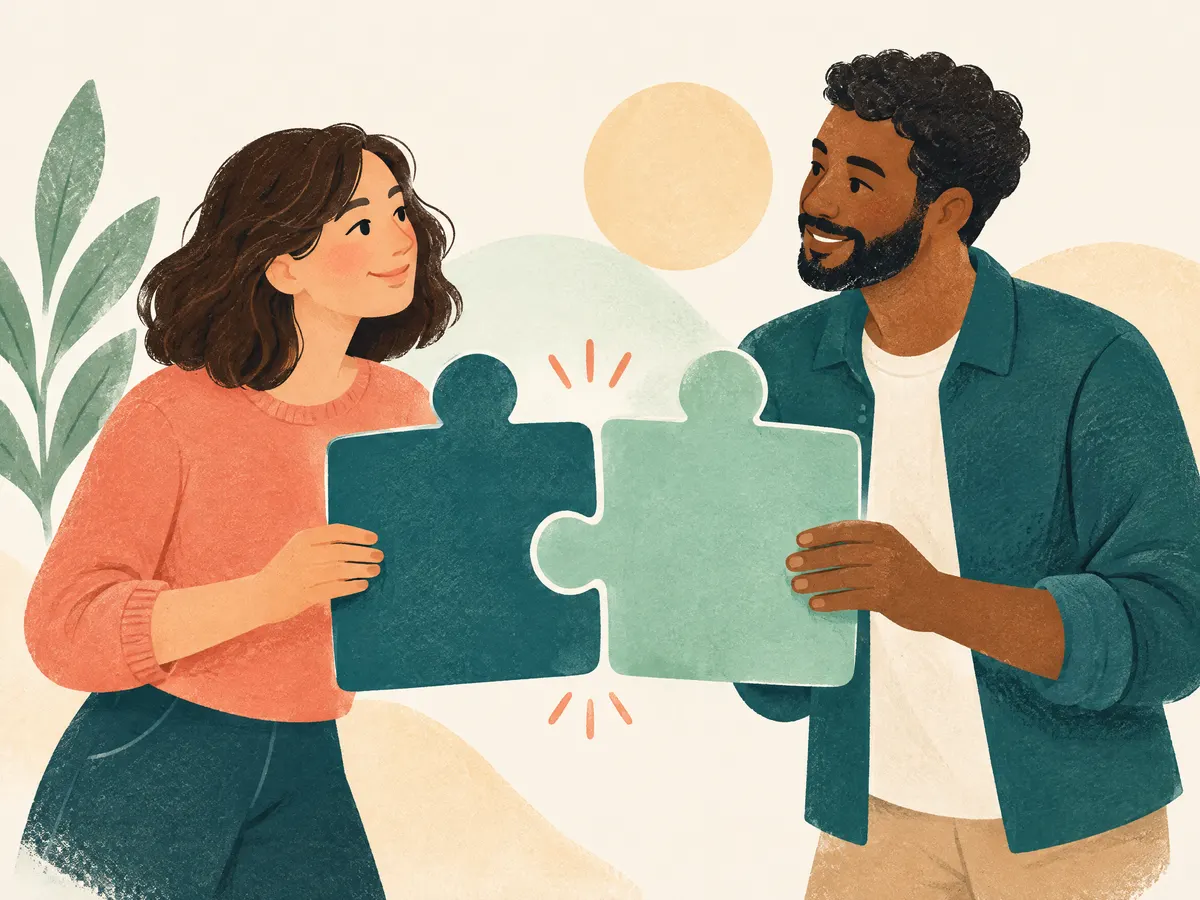 Illustration: two puzzle pieces fitting together.